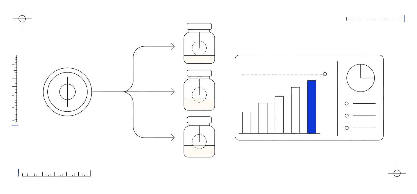 Diagrama del reparto automático de ingresos hacia apartados y tablero con gráfico